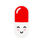 Silicone Focal Beads Pill Capsule Smiling Face Red White 20pcs