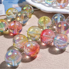 Shimmer Resin Beads 16mm Round UV Plating Glitter Effect 20pcs