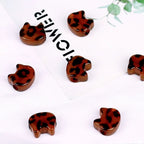 Leopard Pattern Heart Star Flower Resin Beads 15-19mm Glossy 10pcs 4