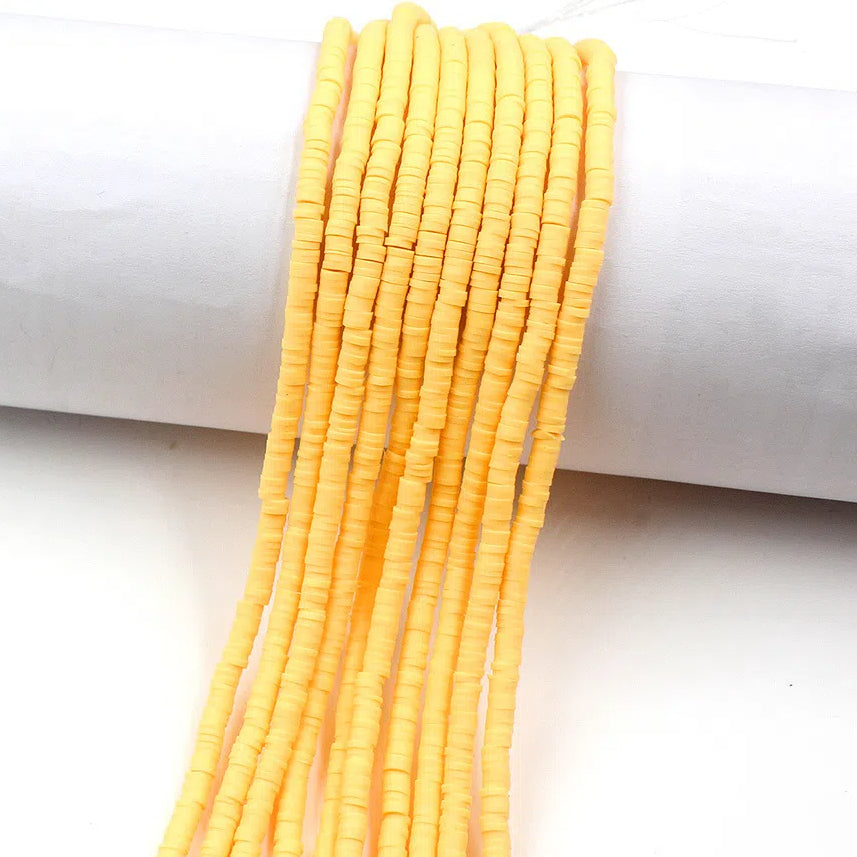 Flat Clay Beads 4mm Solid Color Polymer Disc 10strands 9