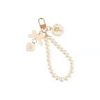 Pearl Beaded Bow Round Charm Keychain Plastic Resin Material 5