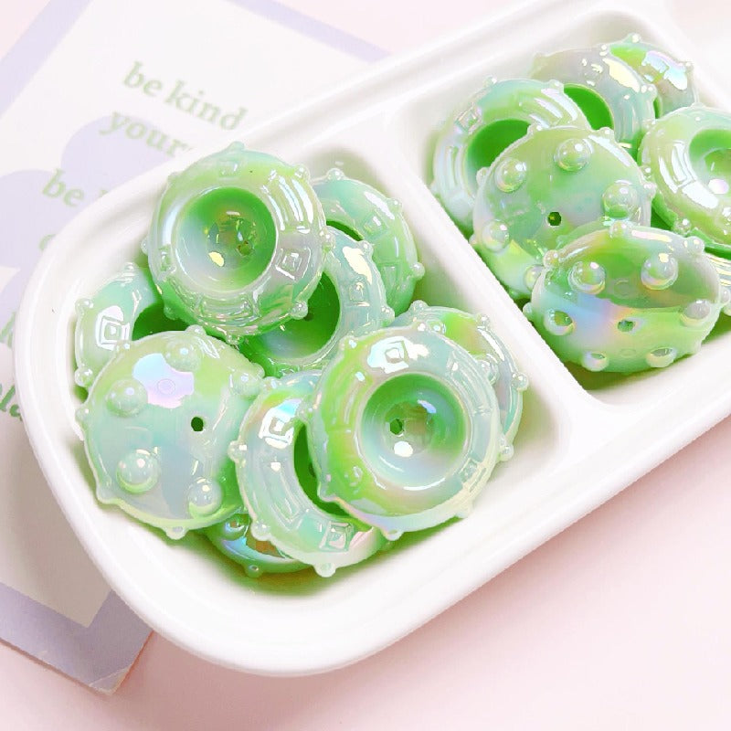 Candy Frisbee Acrylic Beads 30mm Glossy Pastel Rainbow 10pcs 7
