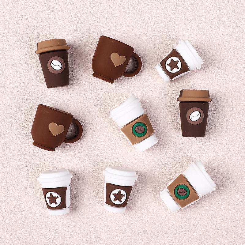 Silicone 3D Focal Beads Coffee Cup Five Pointed Star Heart Mug 20pcs 4