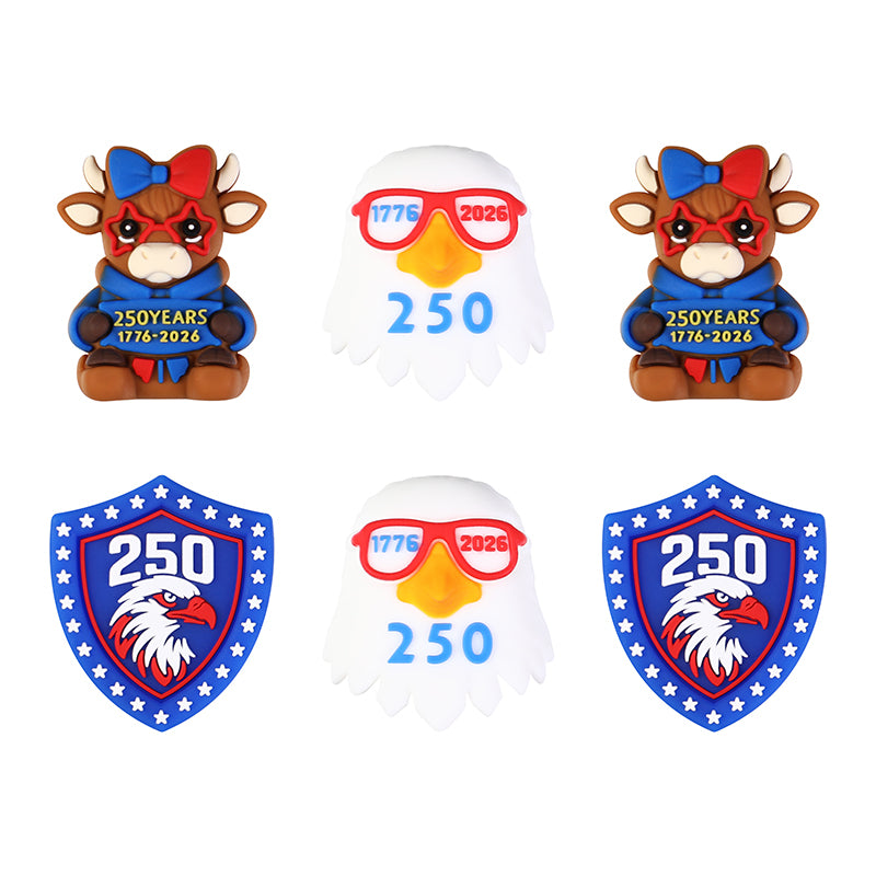 USA 250th Anniversary Silicone Focal Beads Patriotic Shapes 3D 20pcs