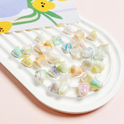 Double Colored Bell Orchid Acrylic Beads 11mm Iridescent 10pcs 3
