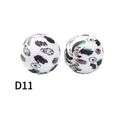 15mm Silicone Beads Rhombus Printed Design 50pcs 21