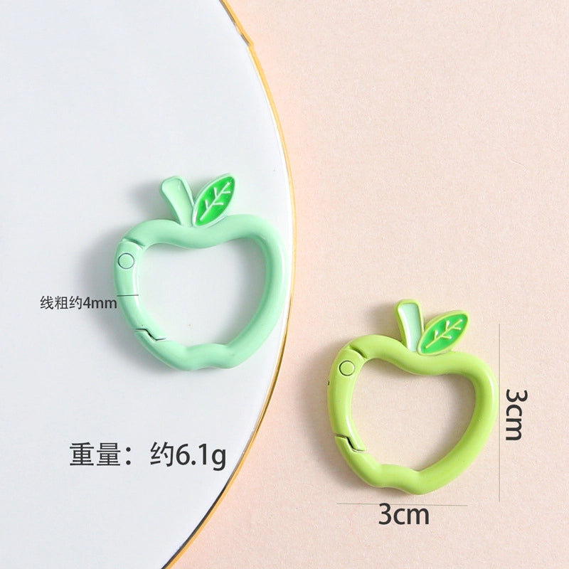 Zinc Alloy Apple Shape Trigger Spring Key Rings 3cm 6pcs 3