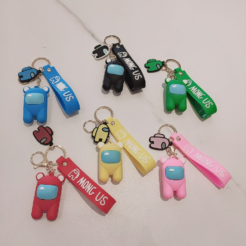 PVC Among Us Character Cartoon Keychain with Wrist Strap