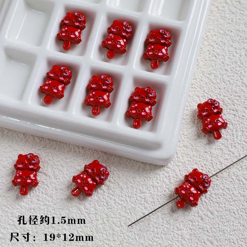 Double Kitty Stack Metal Beads 19mm Painted Alloy 10pcs 4