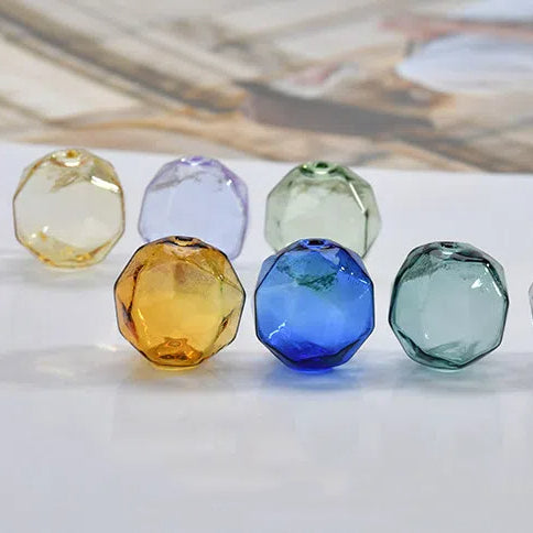 Transparent Faceted Hollow Polygonal Glass Beads 16mm 10pcs 2