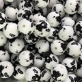 15mm Silicone Beads Black Ghost Print Playful Theme 50pcs