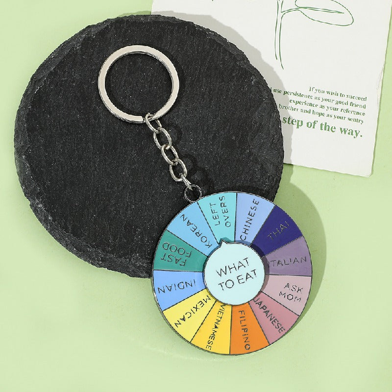 Alloy Rotating Disc What To Eat Keychain Colorful Food Choices 3
