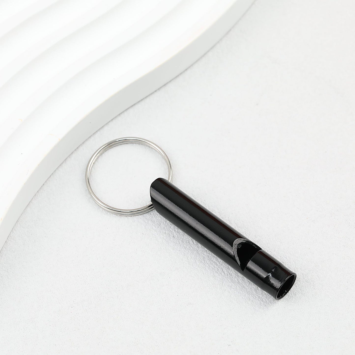 Outdoor Survival Whistle Keychain Aluminum Alloy Lightweight Durable - black