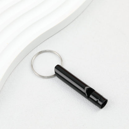 Outdoor Survival Whistle Keychain Aluminum Alloy Lightweight Durable - black