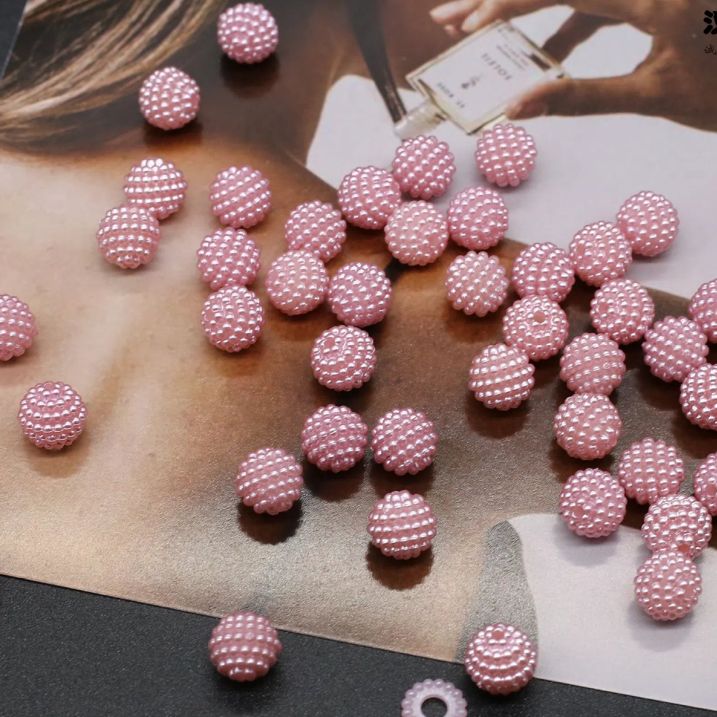 Opaque Bubblegum Beads 20mm Imitation Pearl Waxberry Textured 200pcs 6