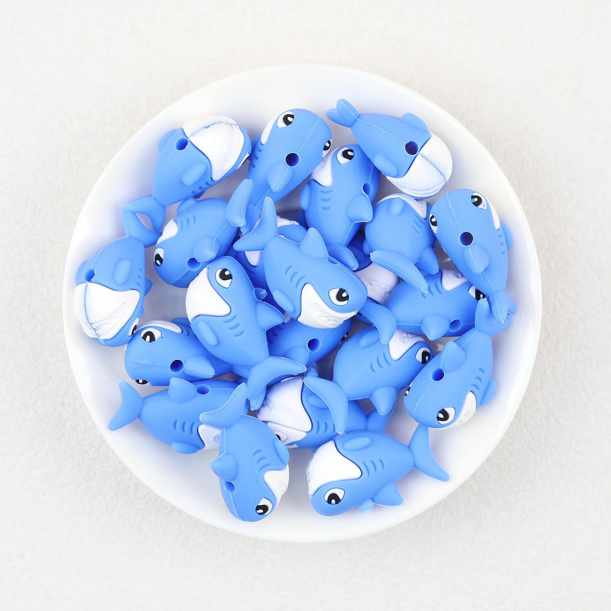  3D Blue Shark Silicone Focal Beads 20Pcs 2