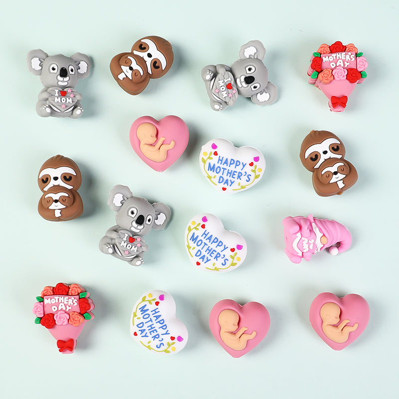 Silicone 3D Focal Beads Mother's Day Koala Bouquet Happy Mother's Day 20pcs 2