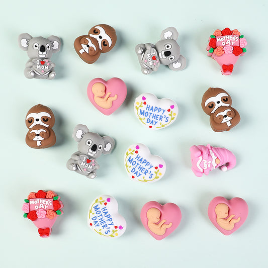 Silicone 3D Focal Beads Mother's Day Koala Bouquet Happy Mother's Day 20pcs 2