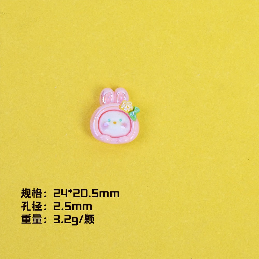 Plating Cute Bunny Donut and Envelope Resin Beads Glossy Pastel 10pcs 6