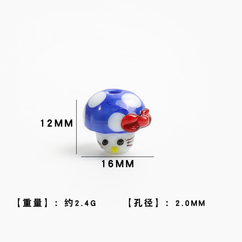 Cartoon Mushroom Shaped Glass Beads 12x16mm 5pcs 11