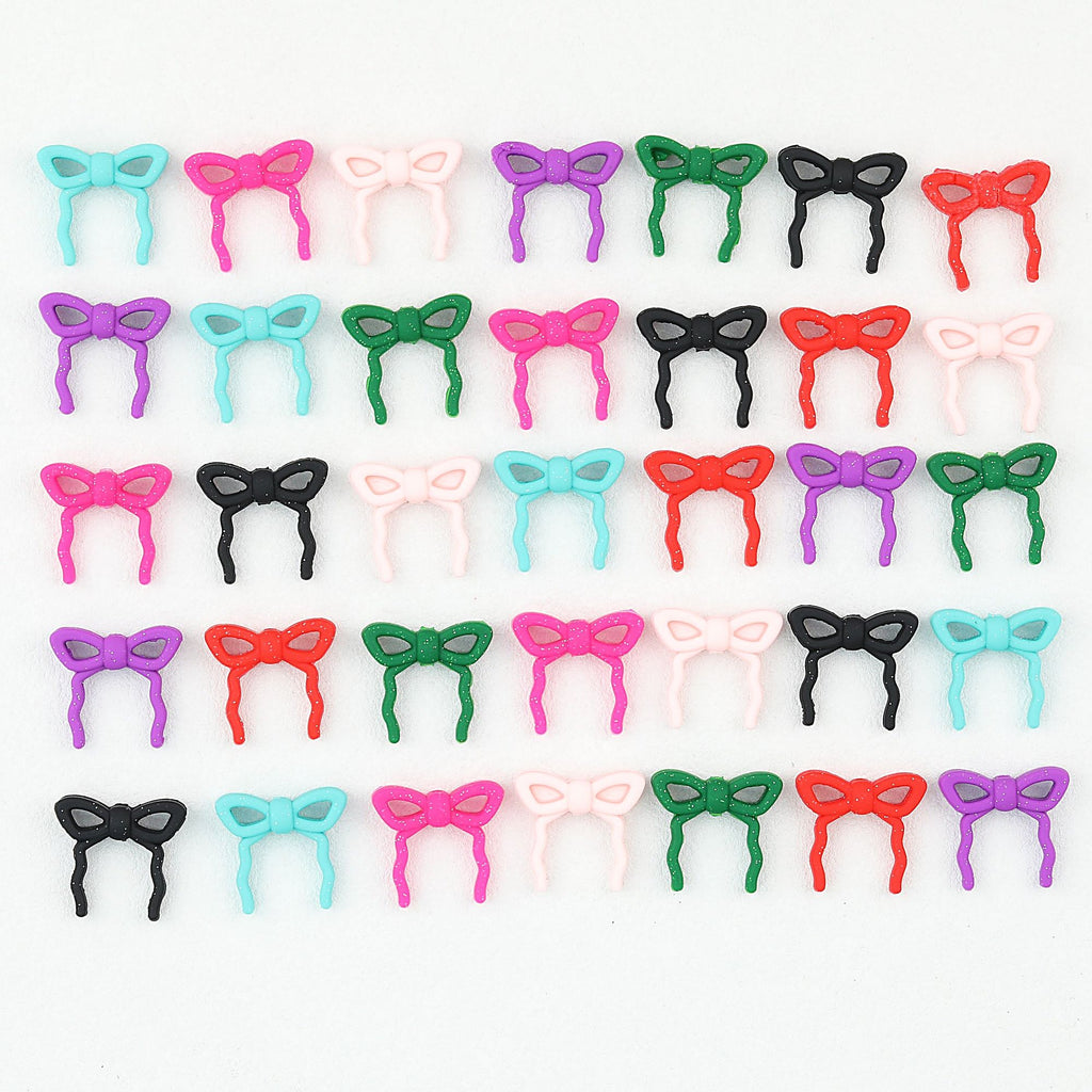 Colorful Bow Silicone Focal Beads with Hole 20 pcs