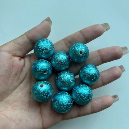 Opaque Bubblegum Beads 20mm Spray Painted Wrinkle Texture 10pcs 10