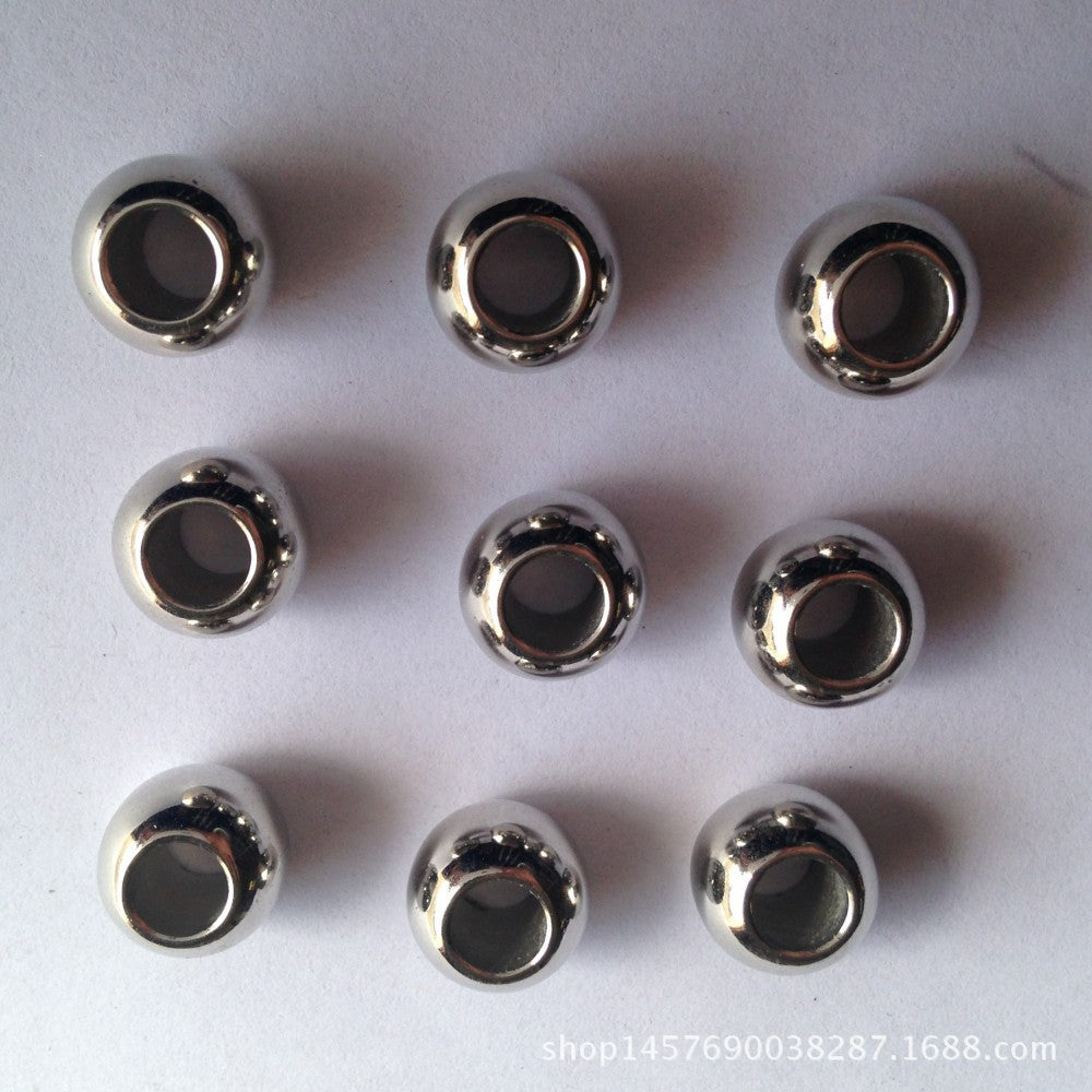Polished Metallic Silver Acrylic Beads 10-12mm Large Hole CCB Plastic 100pcs 3