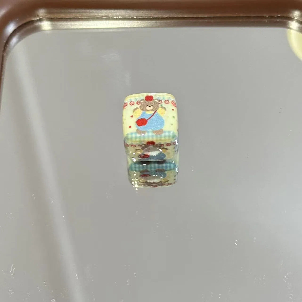 Cartoon Puppy and Bear Pattern Acrylic Square Beads 14mm 10pcs 11