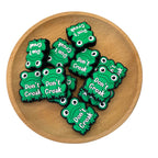 Silicone Focal Beads Frog Don't Croak Text Green Design 20pcs 2