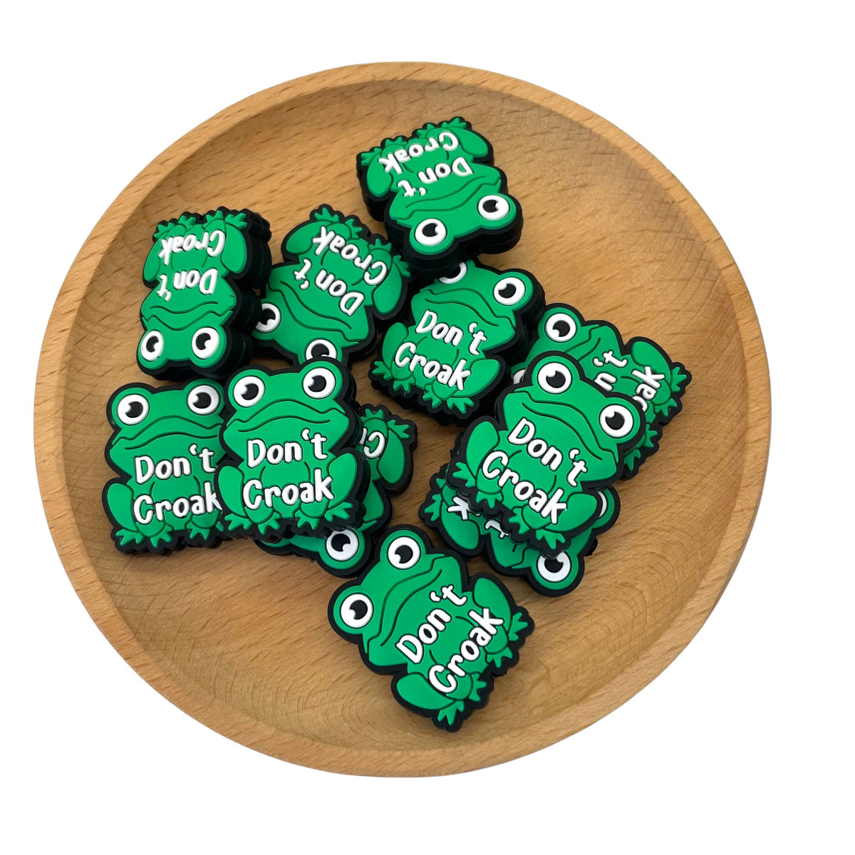 Silicone Focal Beads Frog Don't Croak Text Green Design 20pcs 2
