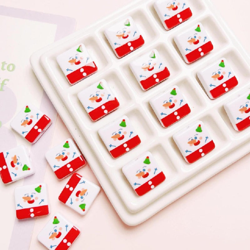Christmas Square Acrylic Beads 16mm Gingerbread House Design 10pcs 5