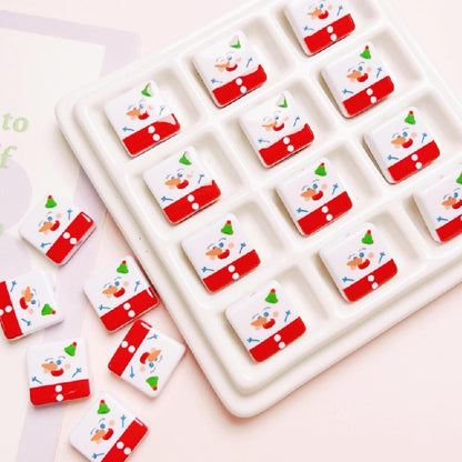 Christmas Square Acrylic Beads 16mm Gingerbread House Design 10pcs 5