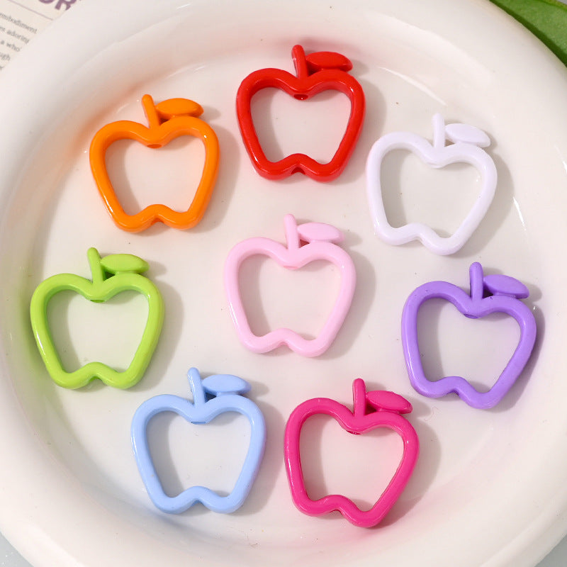Colorful Apple Shape Acrylic Bead Frames 29.7x27mm 50pcs 2