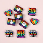 Silicone Focal Beads Rainbow Pride Bold Typography Hearts 20pcs 4