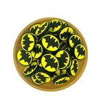 Silicone Focal Beads Halloween Bat Black Silhouette on Yellow Oval 20pcs 2