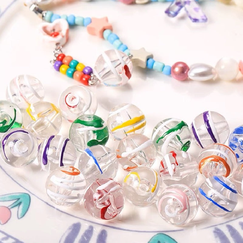 Hand Painted Wind Chimes Acrylic Beads 16mm Transparent Colorful 10pcs 4