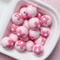 Hand-Painted Flower Heart Round Acrylic Beads 16mm 10pcs 2