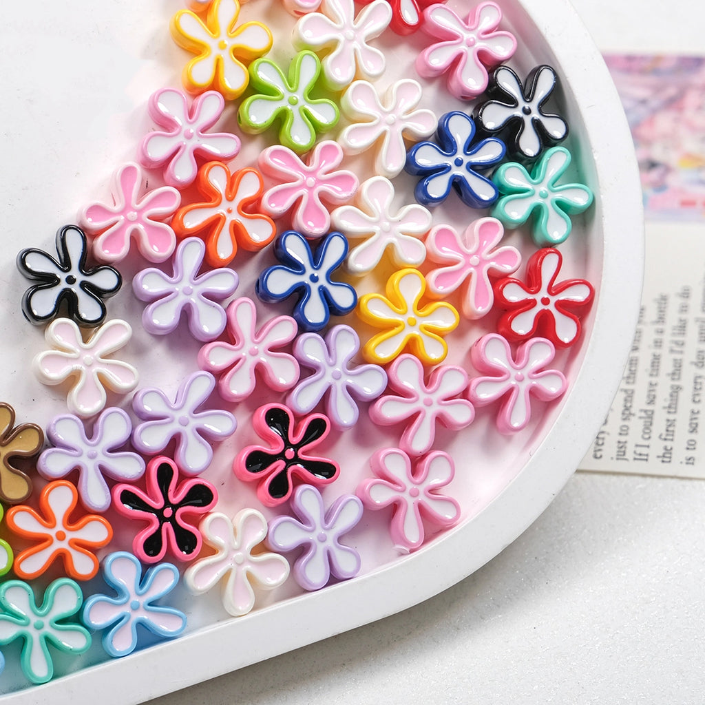 Irregular Sponge Flower Acrylic Beads 14mm Glossy Colorful 50pcs