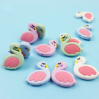 Silicone Focal Beads Flamingo Sleeping Pose Pastel Colors 10pcs 4