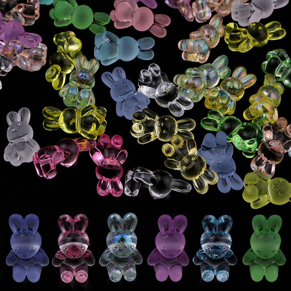 3D Bunny Glass Beads 14x24mm Translucent Pastel Mixed 30pcs 7