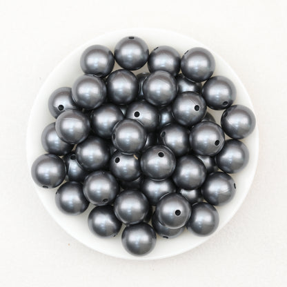 Metallic 15mm Round Silicone Beads 50pcs 11