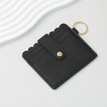 PU Card Holder Keychain Multi Patterned - C9 Black