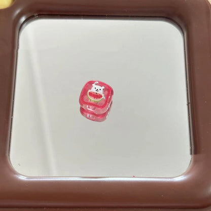Transparent Square Acrylic Beads 16mm Watermelon Bear Designs 10pcs 3