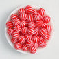 Striped 15mm Priented Round Silicone Beads Balloon Design 50pcs - Red