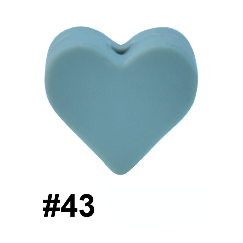 Colorful Pastel Mix Heart 14mm Silicone Beads Solid Color Matte Finish 50pcs 20