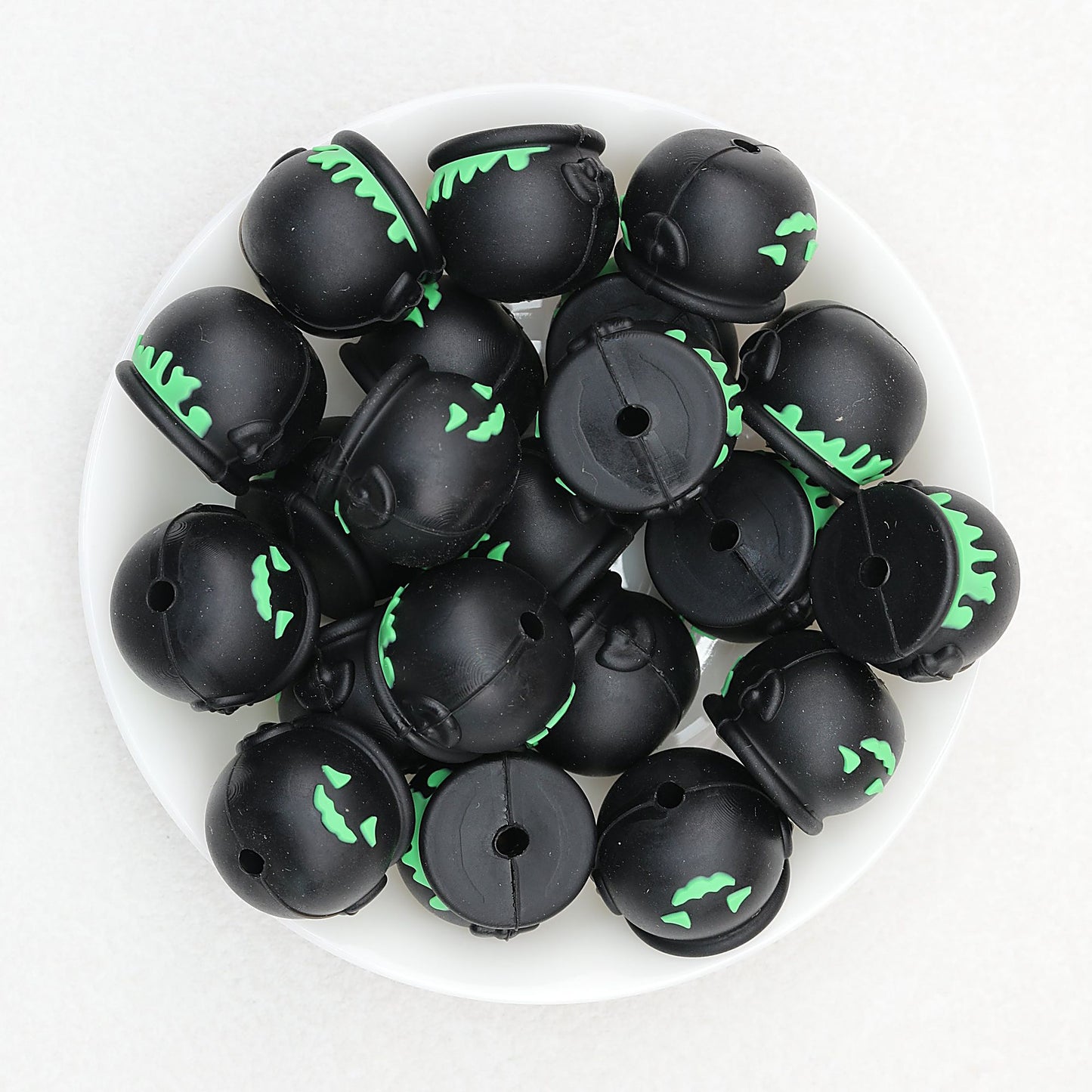 3D Halloween Witch Cauldron Silicone Focal Beads Black 20pcs - Black