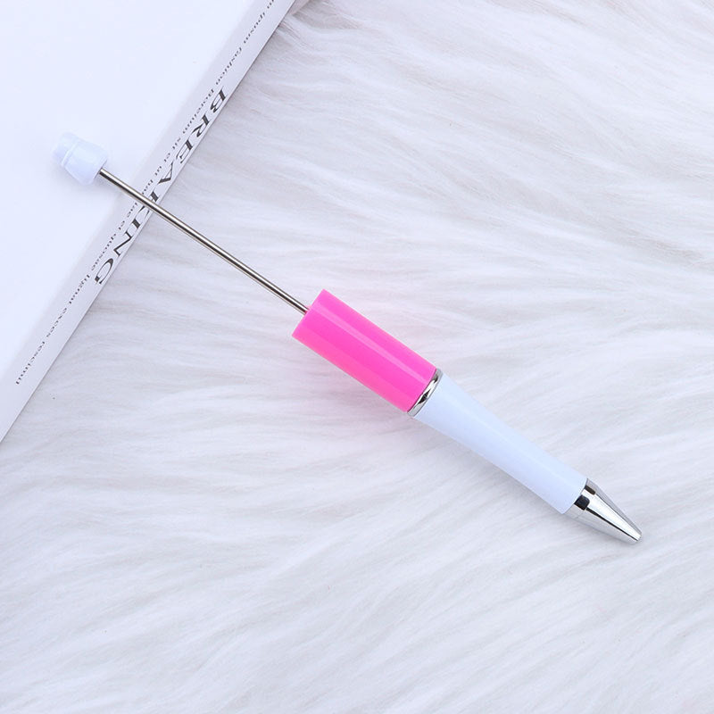 Beadable Pens Wholesale, Two Color Plastic Pastel White Barrel Ballpoint, 11.5mm x 145mm