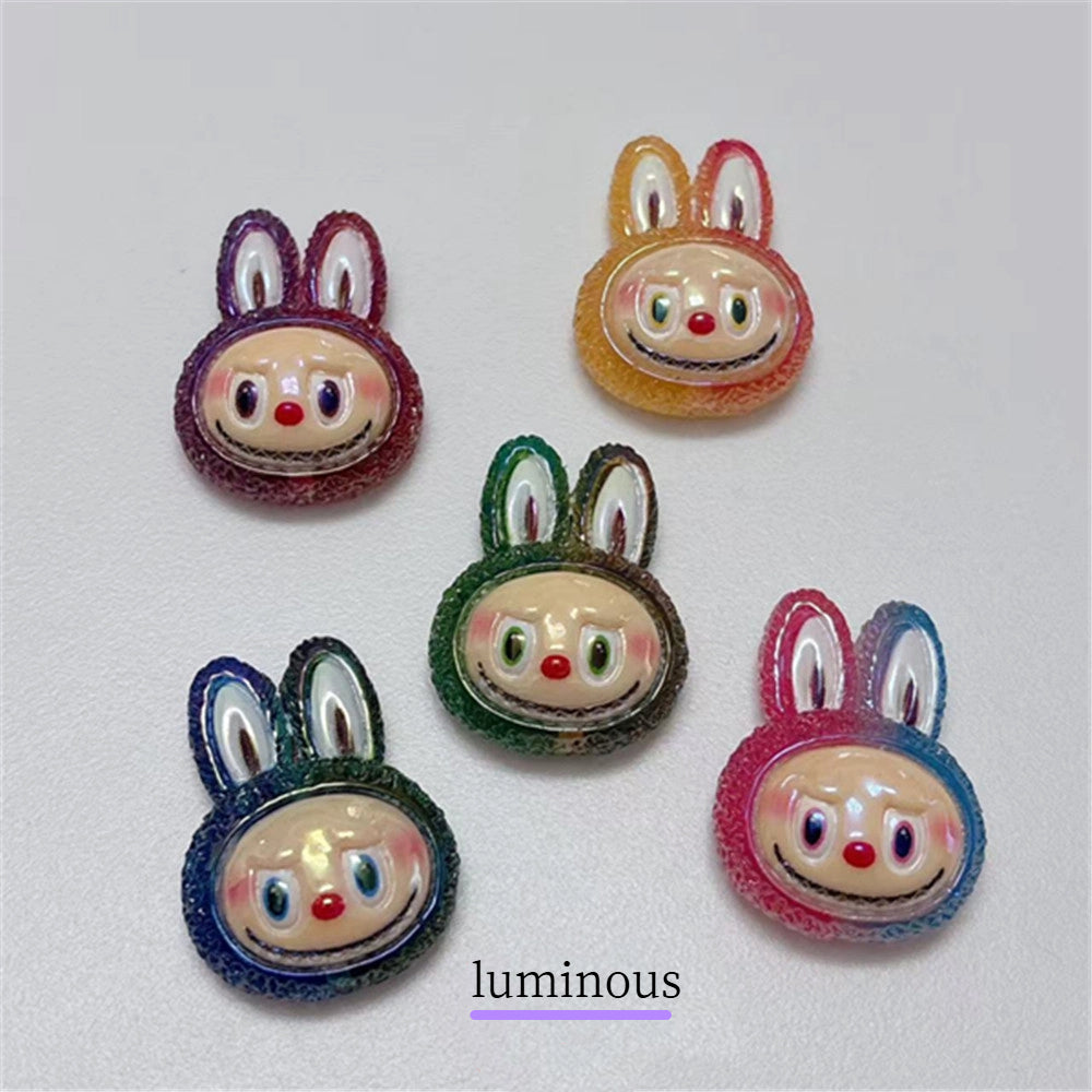 Glow in Dark Gradient Bunny Resin Beads 26-35mm Textured Ears 50pcs 4