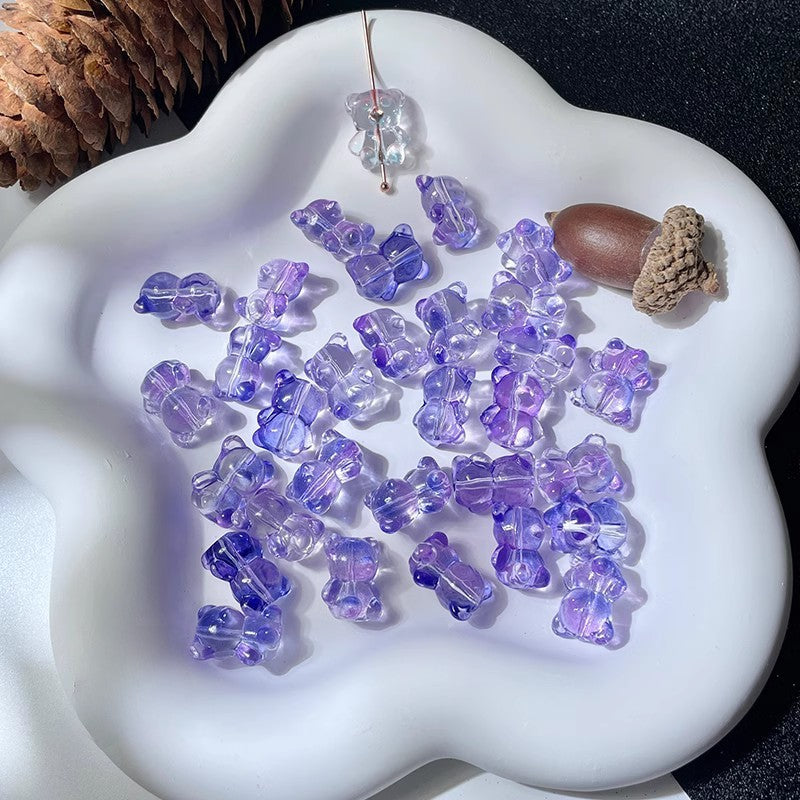 Bear Transparent Glass Beads 12mm 14mm Multicolor 50pcs 11