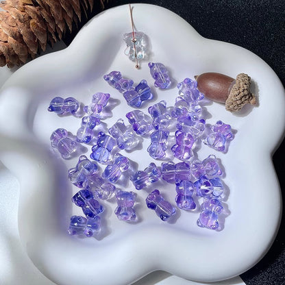 Bear Transparent Glass Beads 12mm 14mm Multicolor 50pcs 11